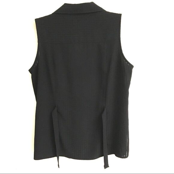 Vintage semi sheer black dark academia sleeveless blouse M - Picture 3 of 9